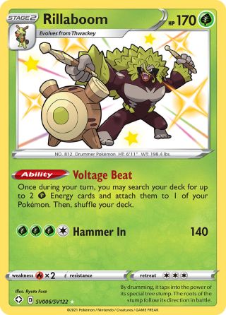 Rillaboom SV006/122 — Shining Fates Shiny Vault Pokémon card