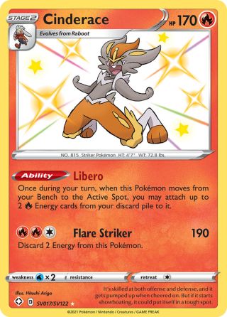 Cinderace SV017/122 — Shining Fates Shiny Vault Pokémon card