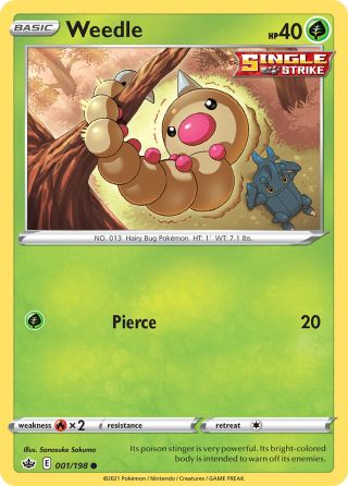 Weedle 1/198 — Chilling Reign Pokémon card