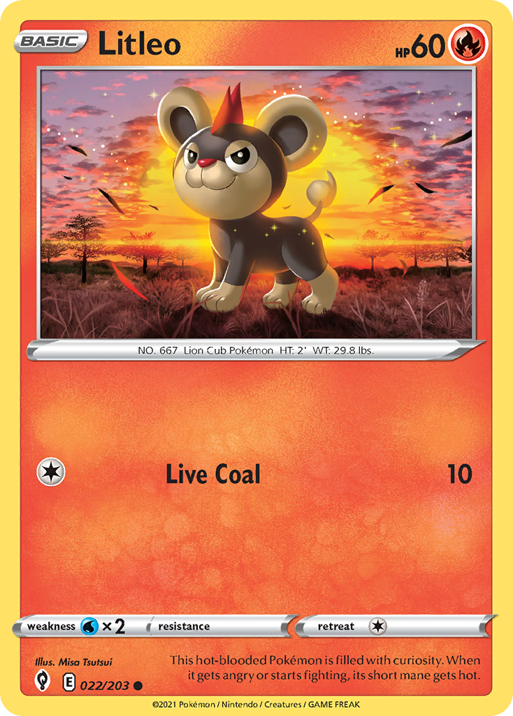 Litleo 22/203 — Evolving Skies Pokémon card