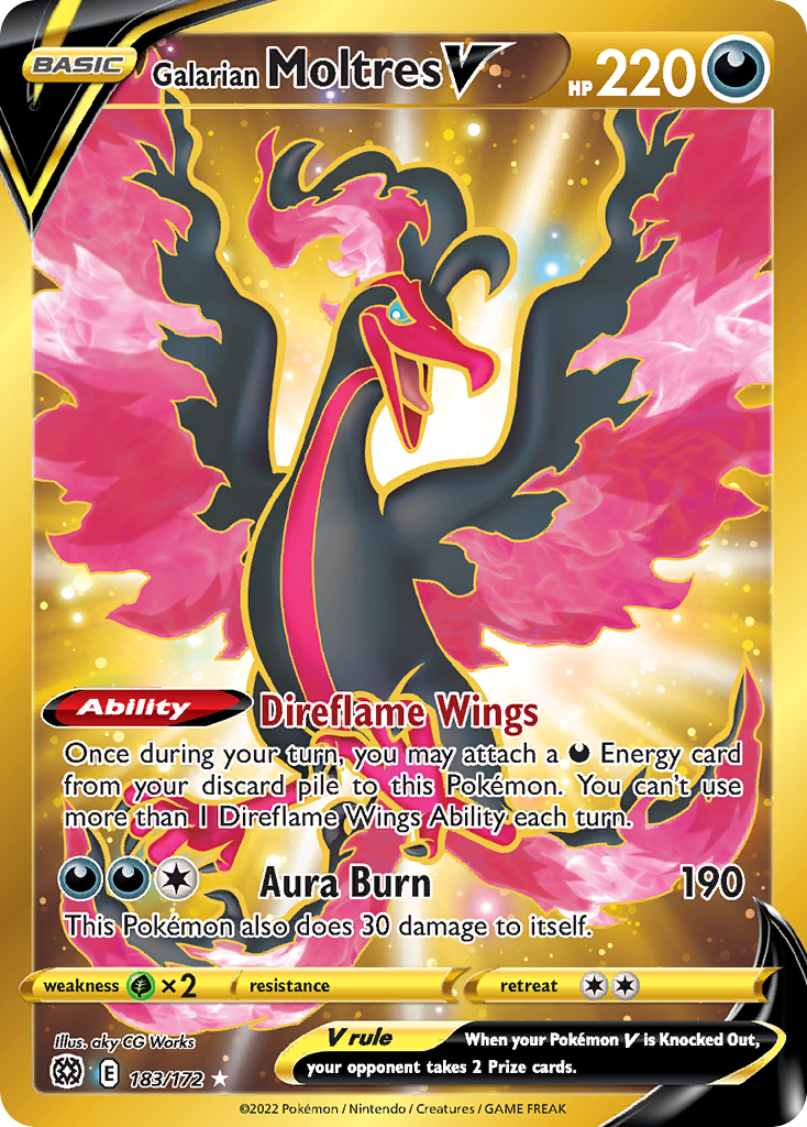 Galarian Moltres V 183/172 — Brilliant Stars Pokémon card