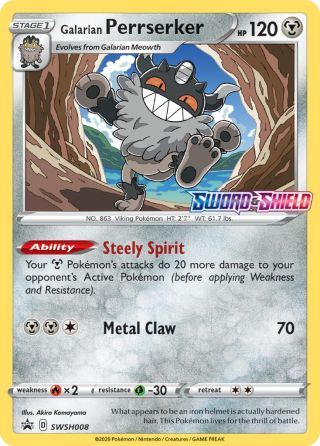 Galarian Perrserker SWSH008/307 — SWSH Black Star Promos Pokémon card