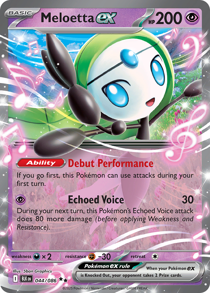 Meloetta ex 44/86 — Black Bolt Pokémon card